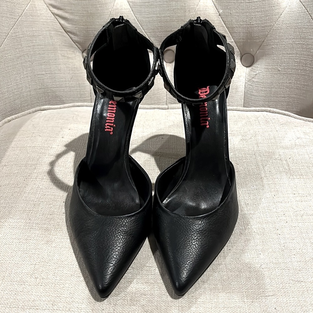 Demonia black studded heels